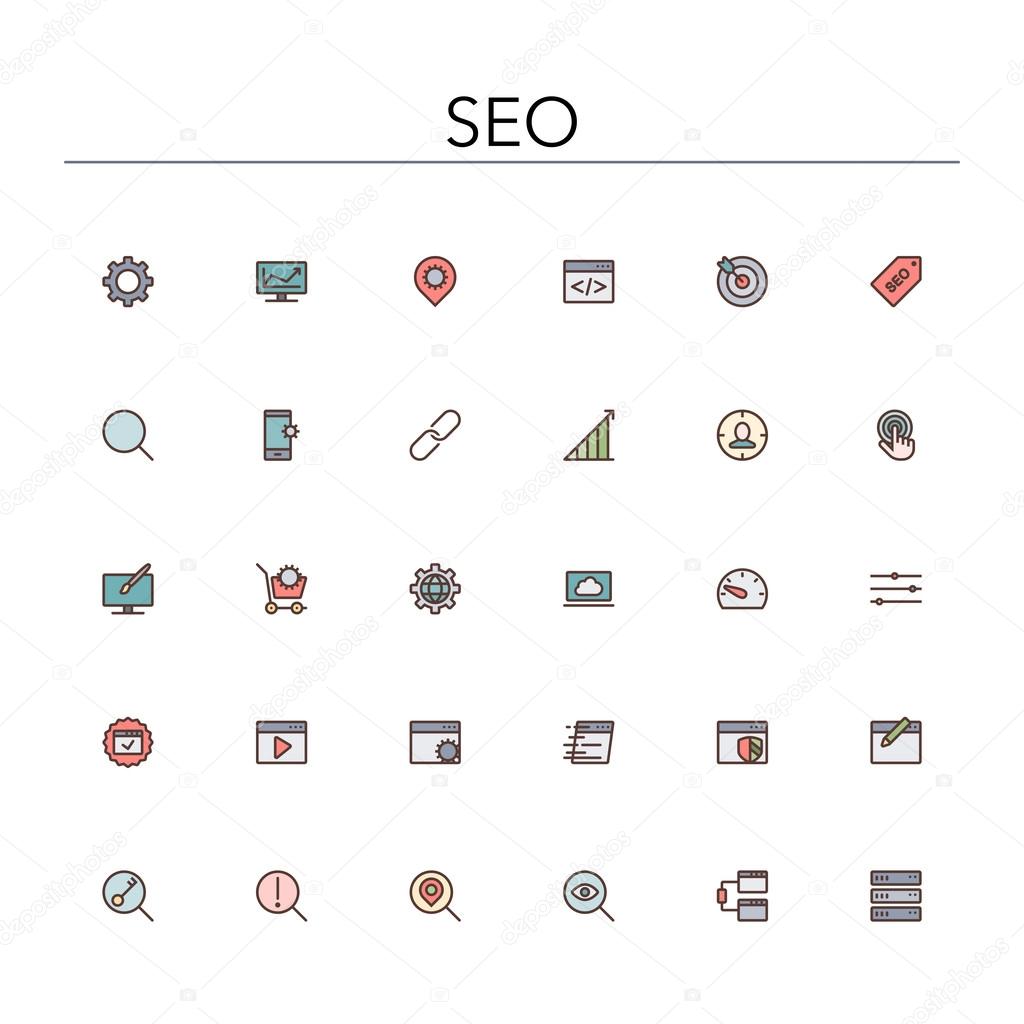 SEO Colored Line Icons