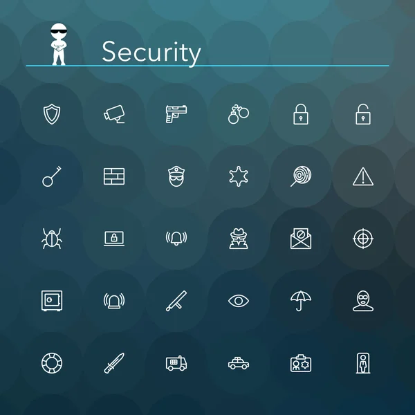 Icônes de ligne de sécurité — Image vectorielle