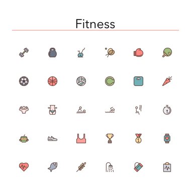 Fitness satır simgeler renkte