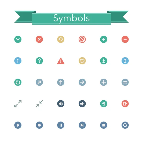 Símbolos Iconos planos — Vector de stock