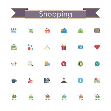 alışveriş düz simgeleri