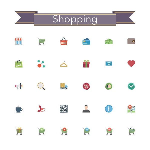 Shopping platt ikoner — Stock vektor