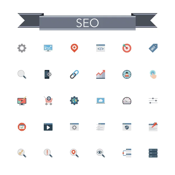 SEO Flat Icons — Stock Vector