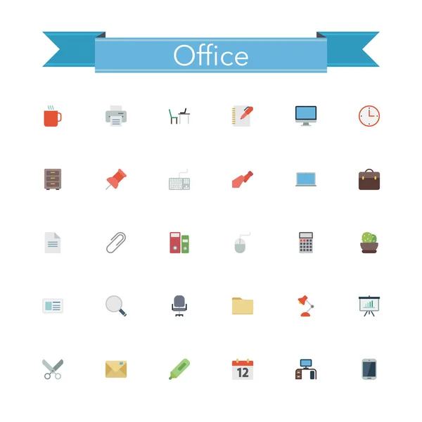 Office Flat Icons — Stock Vector