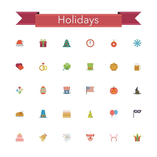 Holidays Flat Icons — Stock Vector