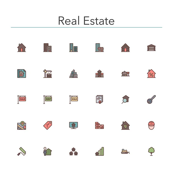 Real Estate Colored Line Icons — Stock Vector