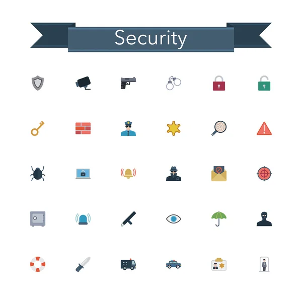 Bezpečnostní ploché ikony — Stockový vektor
