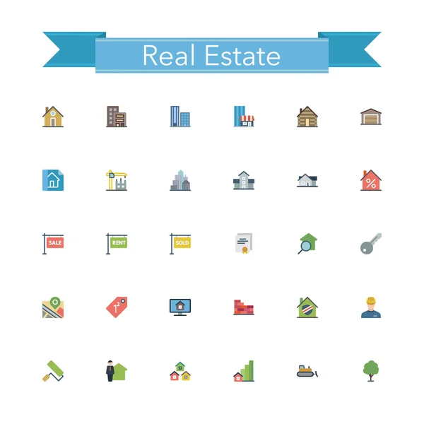 Real Estate Flat Icons — Stock Vector