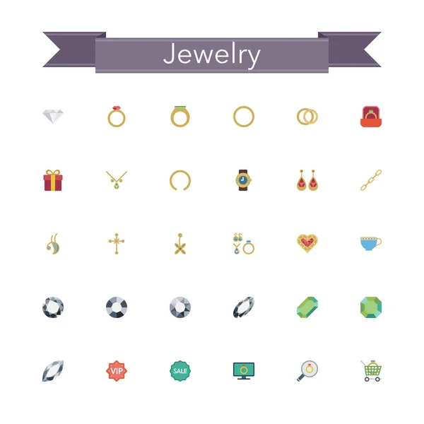 Jewelry Flat Icons — Stock Vector