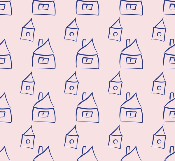Bezešvé ukázka kresby domů ručně — Stockový vektor