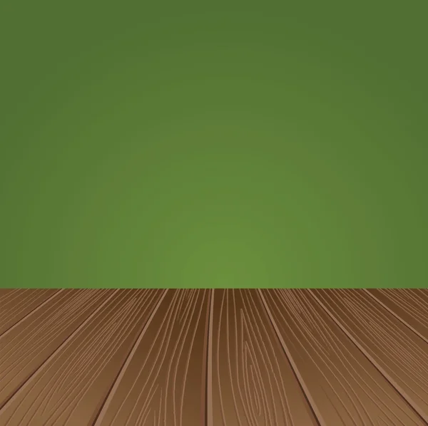 Mur vert avec un plancher en bois — Image vectorielle