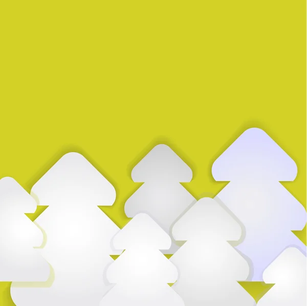 Etiketten in de vorm van Spar-bomen van Witboek op een gele bac — Stockvector