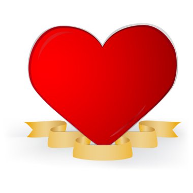 Kırmızı kalp şerit ile. Tasarımınız için vektör öğesi