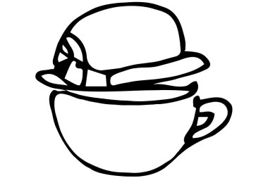 vektör kroki sofra takımı porselen kupa kapaklı