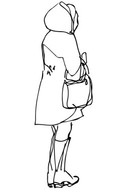 bize onun geri ile bir çanta ayakta kadınla