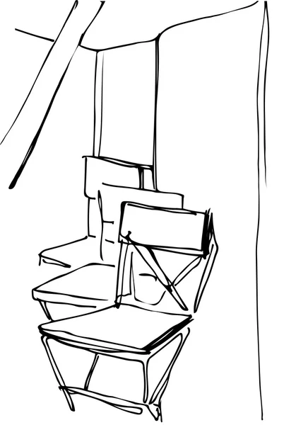 内部の木製の椅子を折り畳み — ストックベクタ