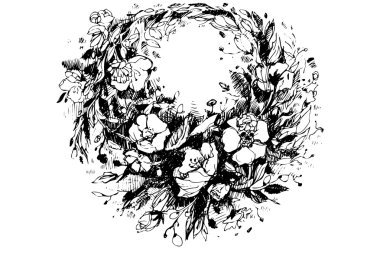 haşhaş güzel bir çelenk vektör çizimi