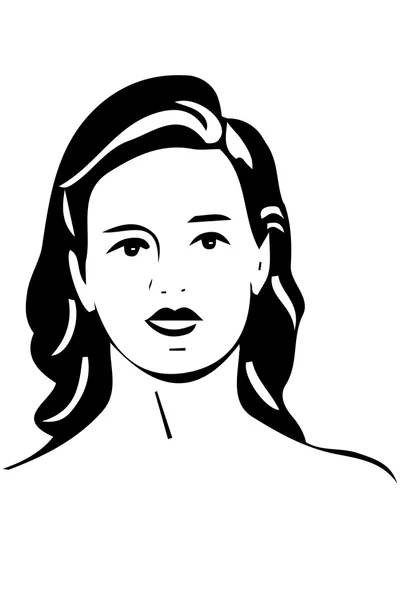 Dibujo vectorial de una hermosa chica con cabello moreno — Vector de stock