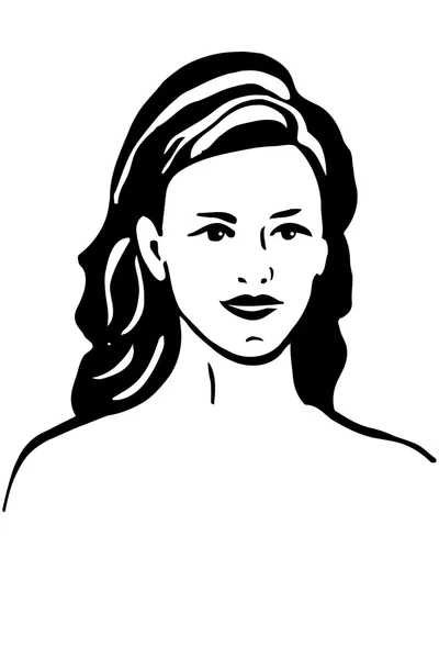 Dibujo vectorial de una hermosa chica con cabello moreno — Vector de stock
