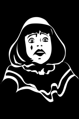 üzgün bir beyaz palyaço vektör çizimi