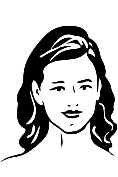 Dibujo vectorial de una hermosa chica con cabello moreno — Vector de stock