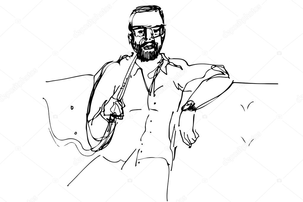 Man with a beard on the couch smoking a hookah Stock Vector Image by  ©Artex67 #117973724