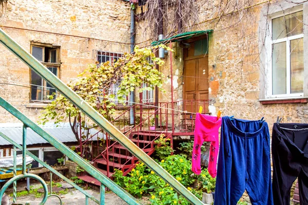 Image Old City Courtyard Clothes Rop — Stock Photo, Image