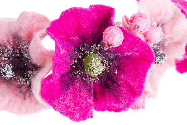 Beautiful flower Malva souvenir made of wool — Stock Photo, Image