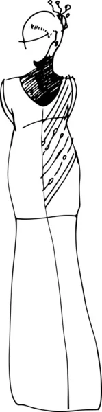 Croquis d'une fille en robe longue — Image vectorielle