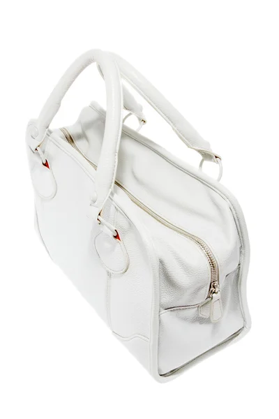 Предварительный просмотр дамы модная белая кожаная сумка — стоковое фото