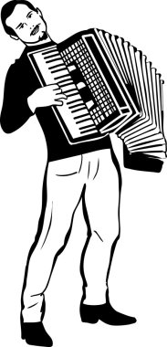 akordeon oynayan bir adam çizimi 