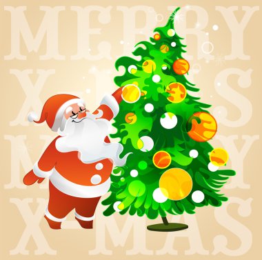 Noel Baba gözlüklü bir Noel ağacı süsle