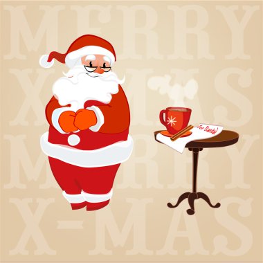 Noel Baba bardaklarda kahve yaptım