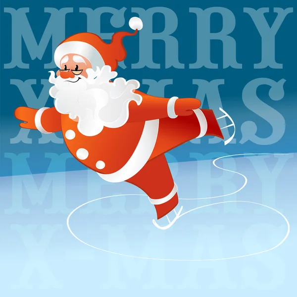 Santa Claus con gafas patines — Vector de stock