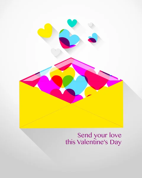 Envelope with hearts for Valentine's Day — Stock Vector