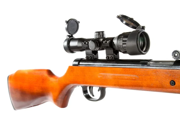 Air rifle with a telescopic sight and a wooden butt — Stock Photo, Image