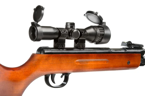 Air rifle with a telescopic sight and a wooden butt — Stock Photo, Image