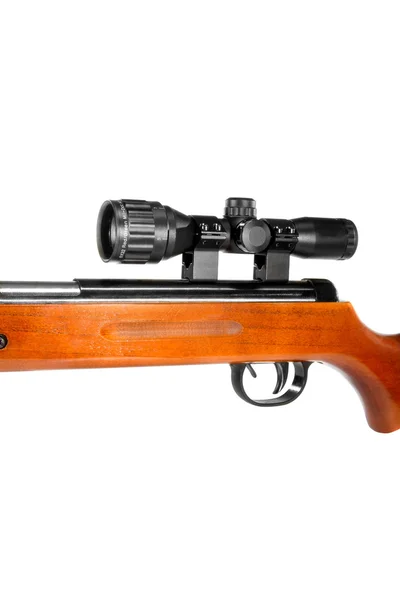 Air rifle with a telescopic sight and a wooden butt — Stock Photo, Image