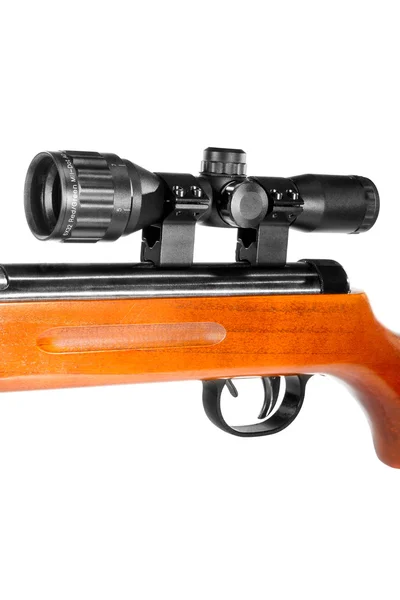 Air rifle with a telescopic sight and a wooden butt — Stock Photo, Image