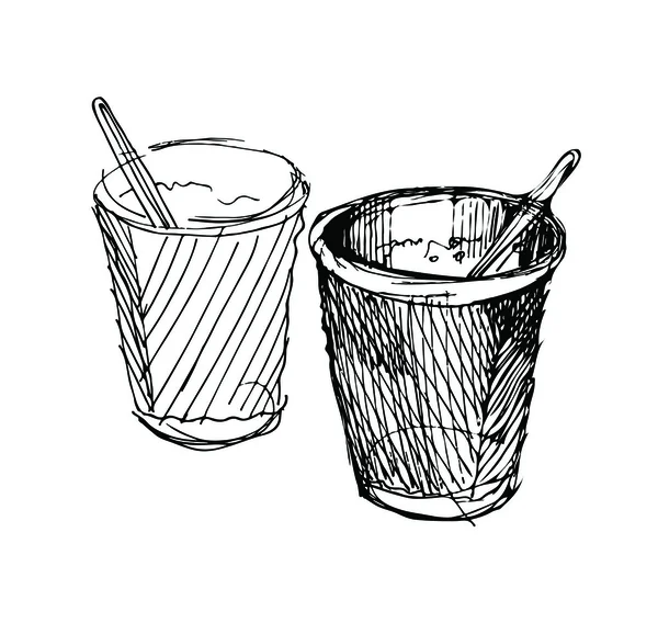 Schets van twee papier cup — Stockvector