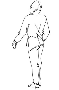 bir adam geri omzunun üzerinden bakarak vektör çizimi