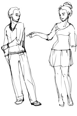 bir kadın bir adam işaret vektör çizimi