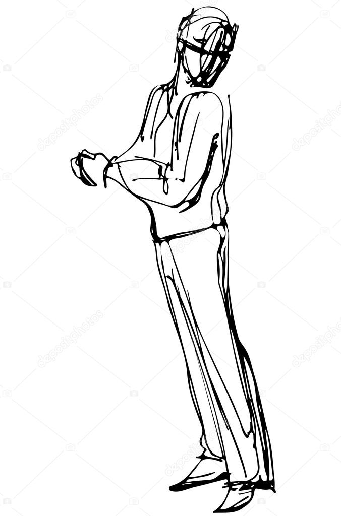 vector sketch of a man looking back over his shoulder