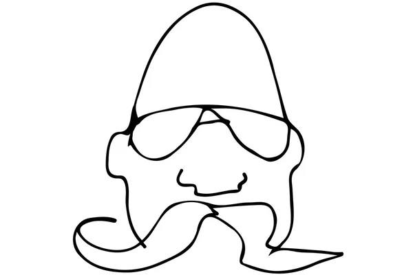 Sketch of a bald man with a mustache wearing glassesv — Stock Vector