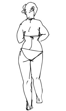 bir kadın bir mayo içinde onu geri döndü