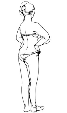 bir kadın bir mayo içinde onu geri döndü