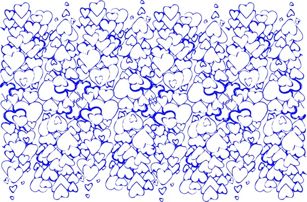 Croquis vectoriel de l'arrière-plan d'une variété de coeurs bleus — Image vectorielle