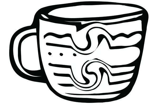 Boceto de una taza de café de porcelana — Vector de stock