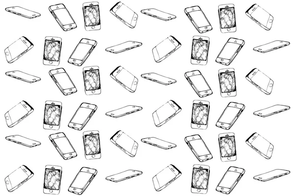Boceto vectorial del teléfono móvil con pantalla táctil — Vector de stock