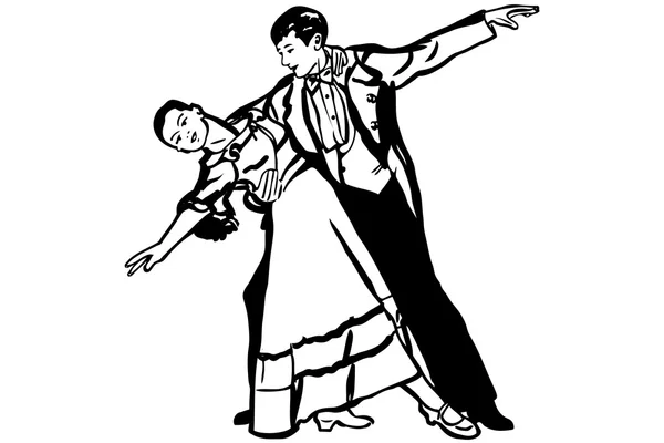 Esboço vetorial de valsa de dança de casal — Vetor de Stock